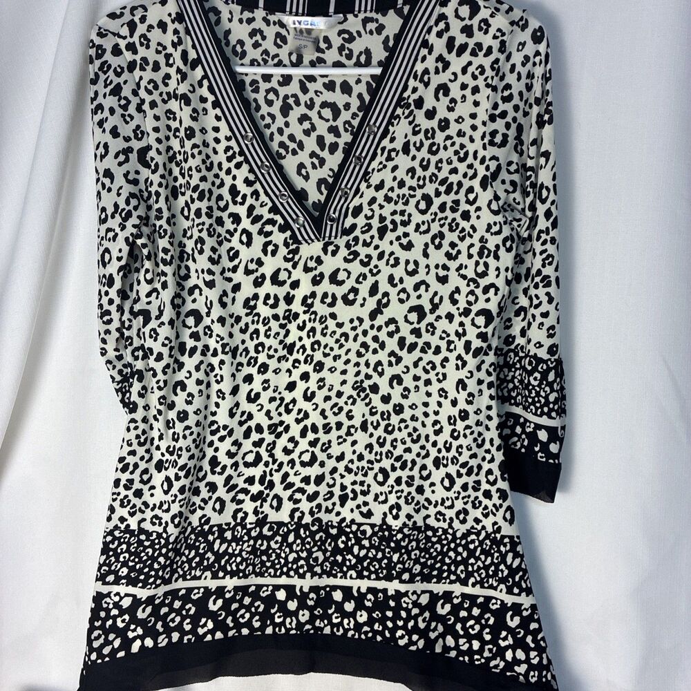 Iygar Leopard Animal Print Sleeve Blouse Uk 8 Excellent Condition asymmetrical